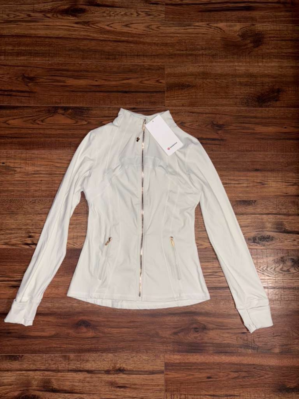 Lulu Define Jacket Luon, Size 8, Color Light Ivory, Zipper Gold